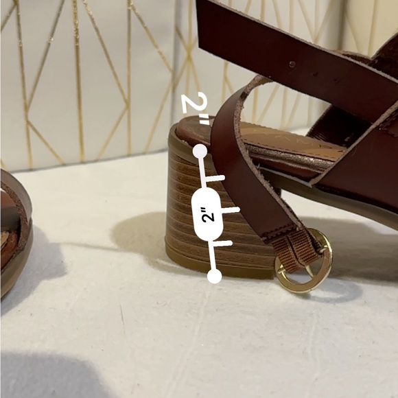 Rampage Ram-Haly Whiskey Brown Wood Heel Boho Sandals - Size 7 - Picture 2 of 8